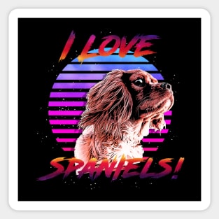 I Love Spaniels Retrowave Outrunner Sticker